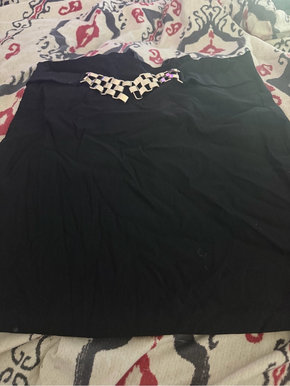 a'gaci Black Pencil Skirt with Chain Detail